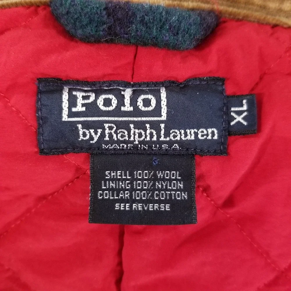 Polo Ralph Lauren Trucker Jacket Mens XL Blackwatch Tartan Wool Quilted Corduroy